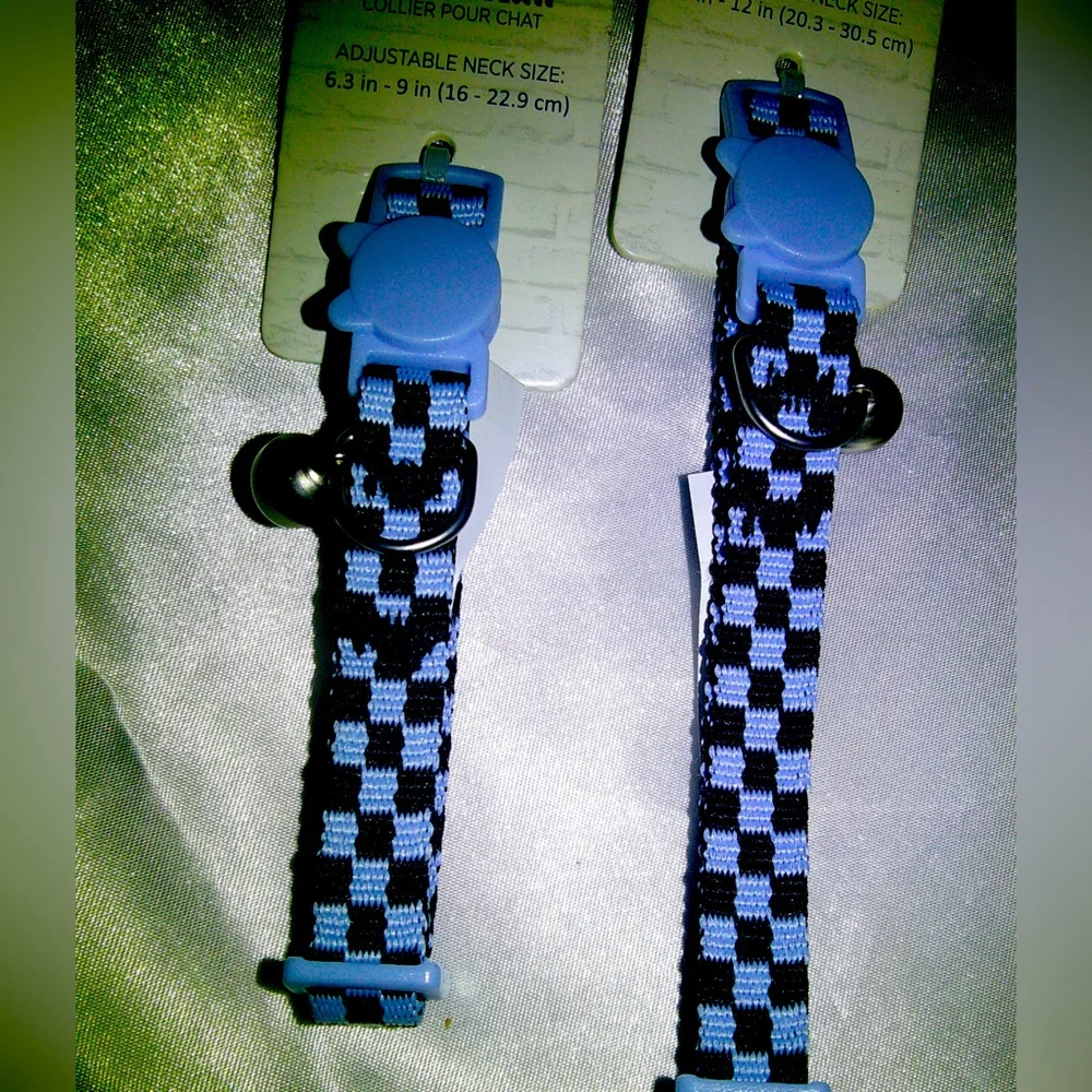 Whisker City Blue Checkered Cat Collar